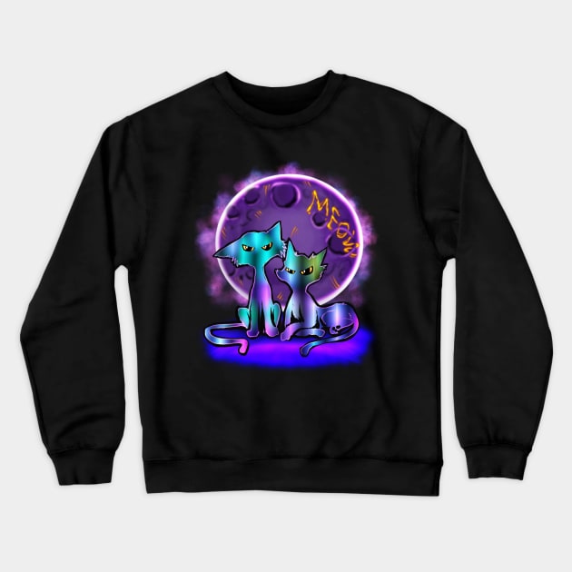 Cosmic Cats Crewneck Sweatshirt by Shawnsonart